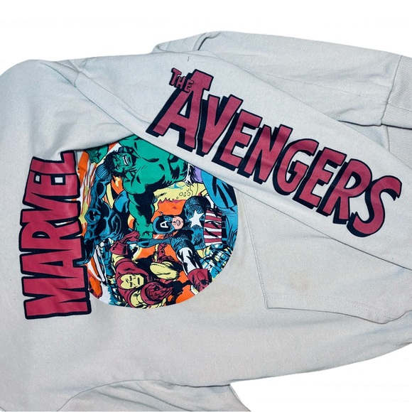 Unisex Marvel Sweatshirt Hoodie Size Medium Tan Iron on decal - Picture 4 of 6
